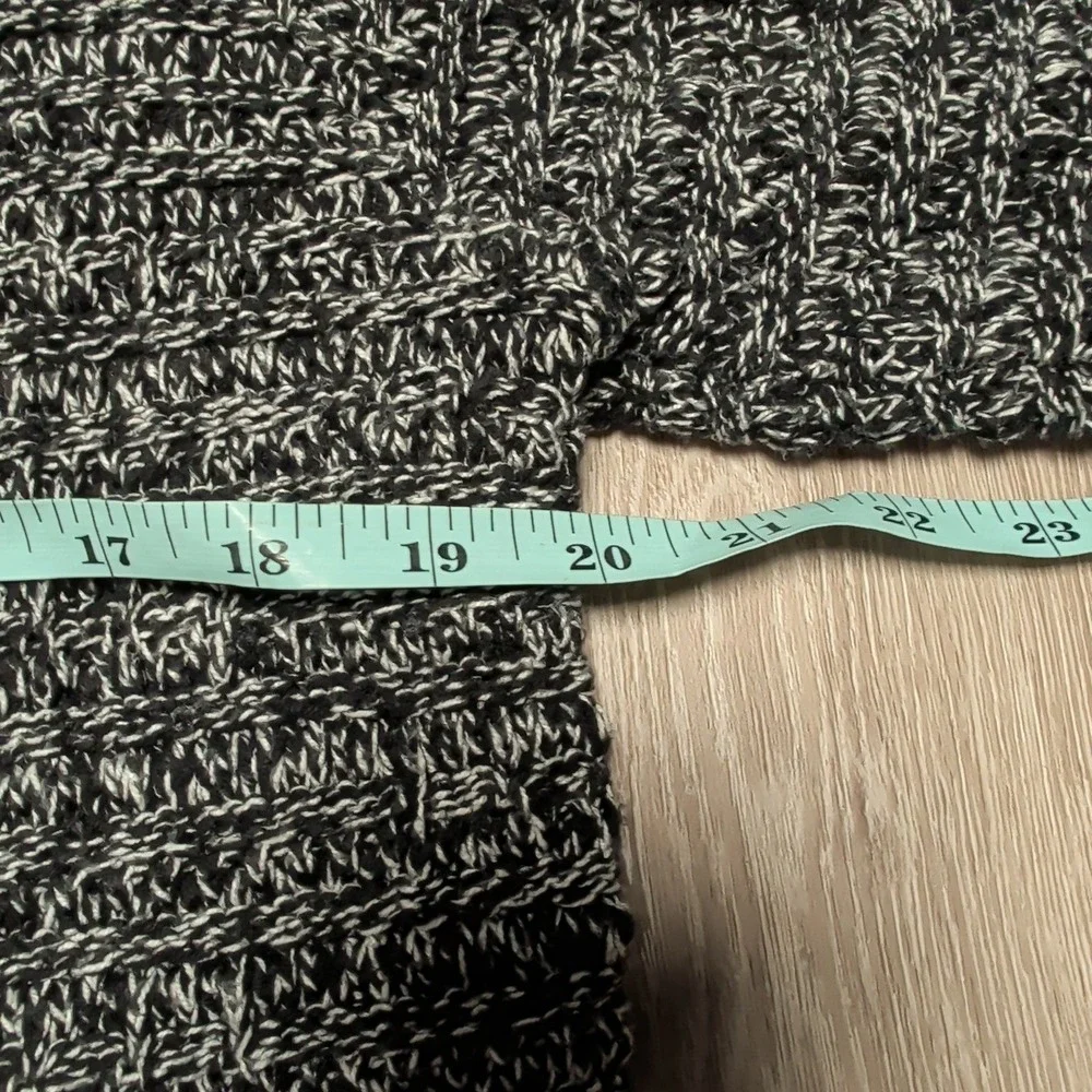 LOFT Outlet Womens L Button Up Marled Knit Cardigan Sweater Black‎ White Knit